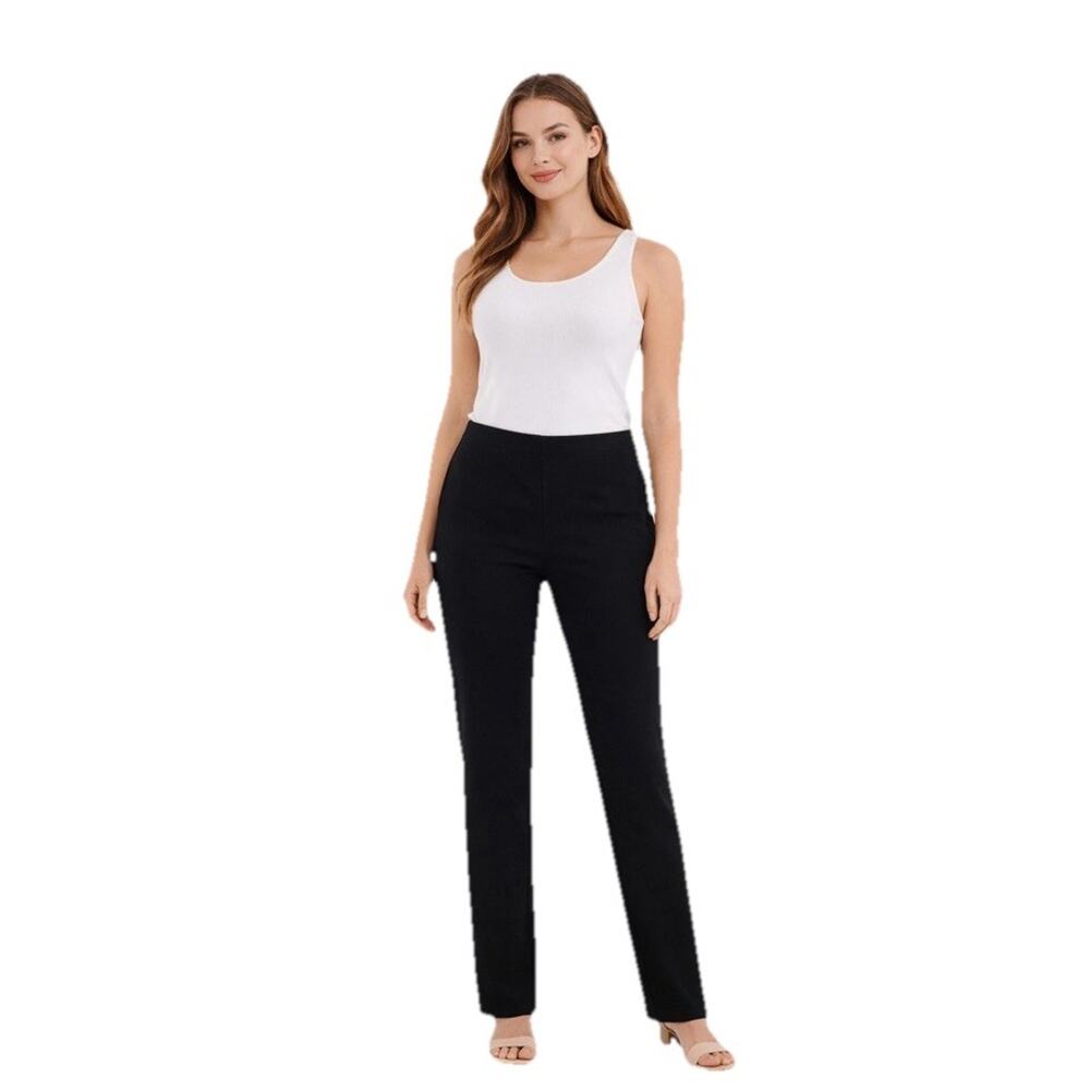Eileen Fisher Pants Women PS Petite Stretch Viscose Crepe Black PullOn Ankle